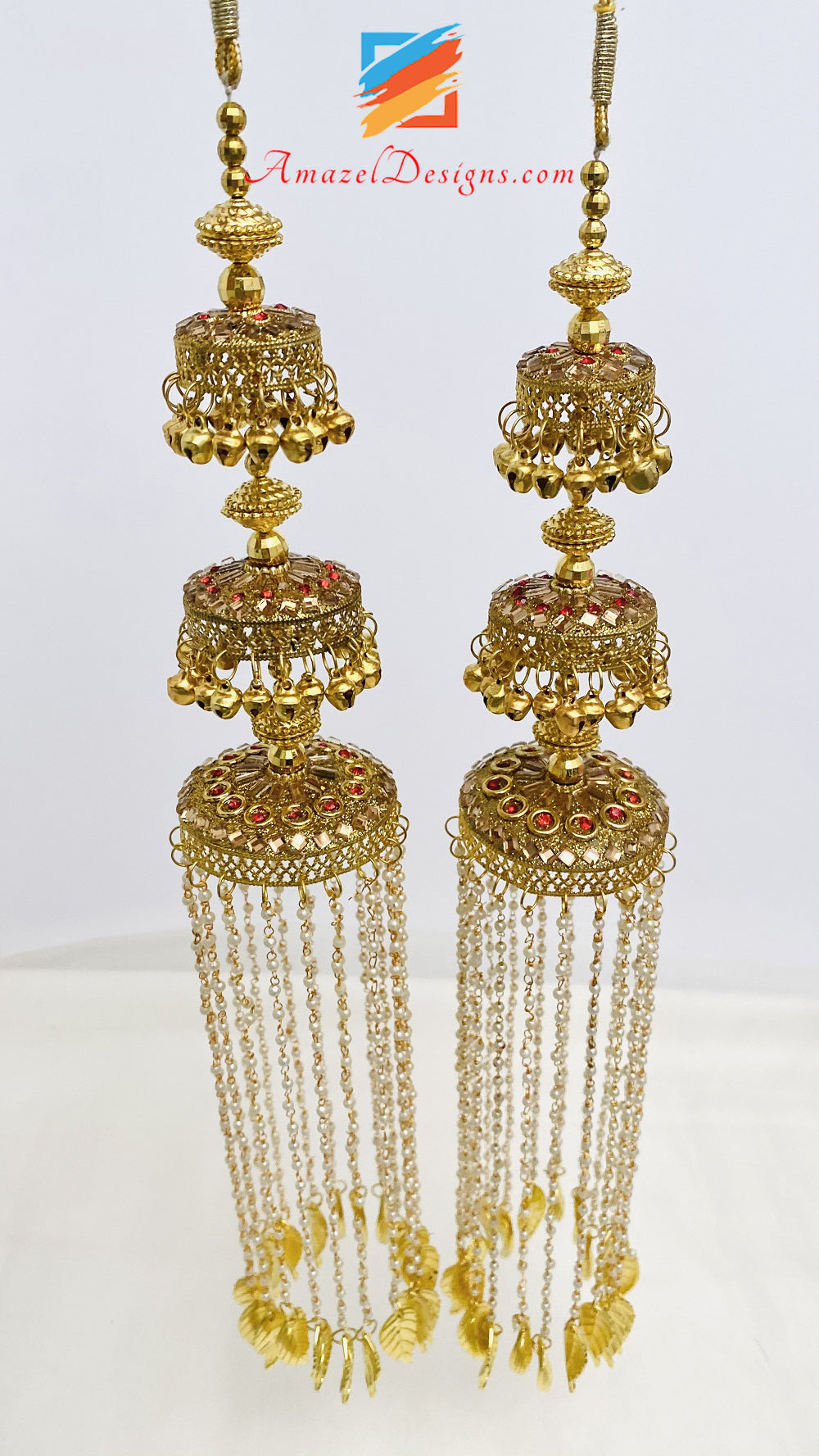 Golden Kaleere with Red and Copper Stones