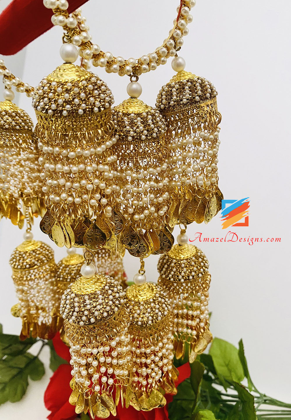 Golden Kaleerey With Beads And Stones