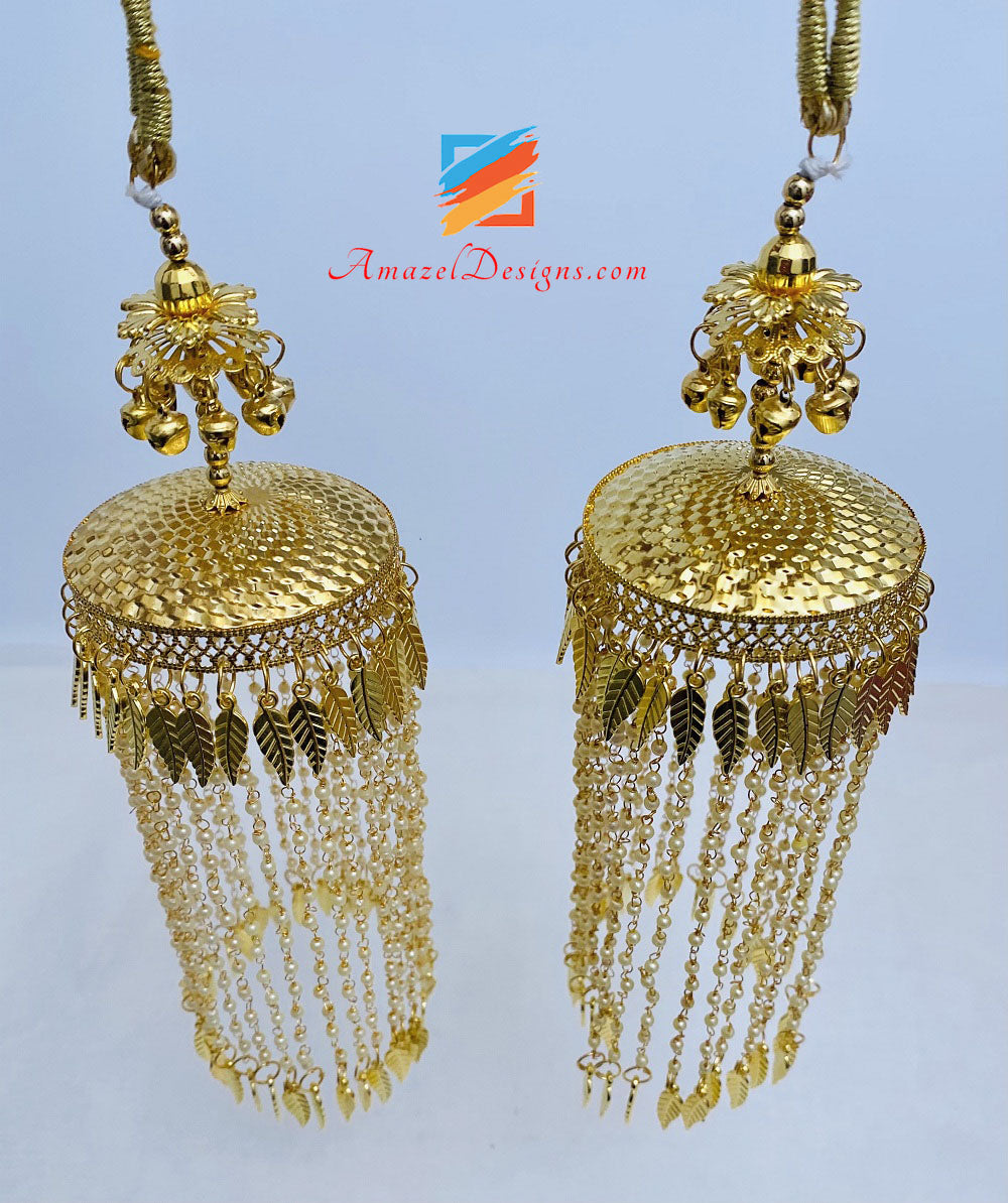 Kaleere dorato con piccole perline appese e Patiyaan