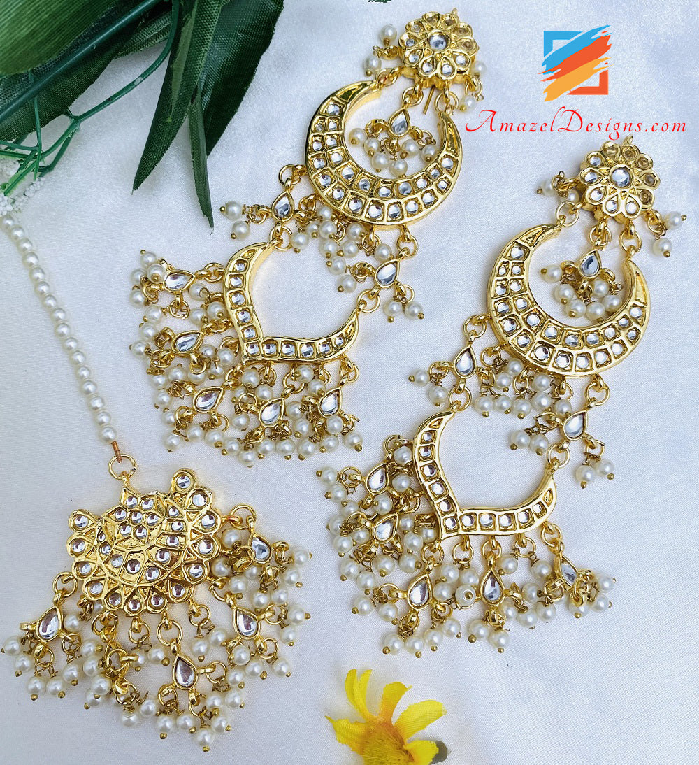 Orecchini Kundan dorati Set Tikka