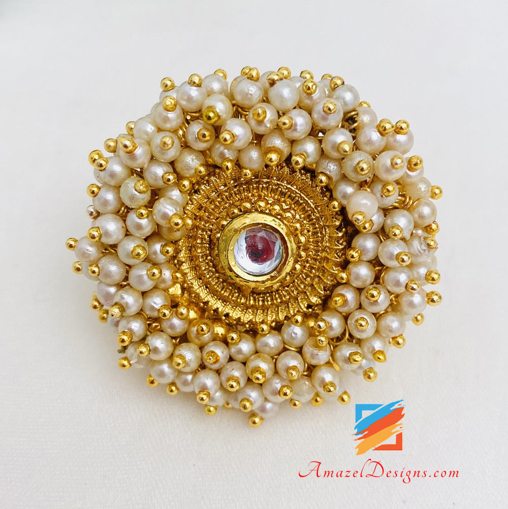Goldener Kundan-Perlenring