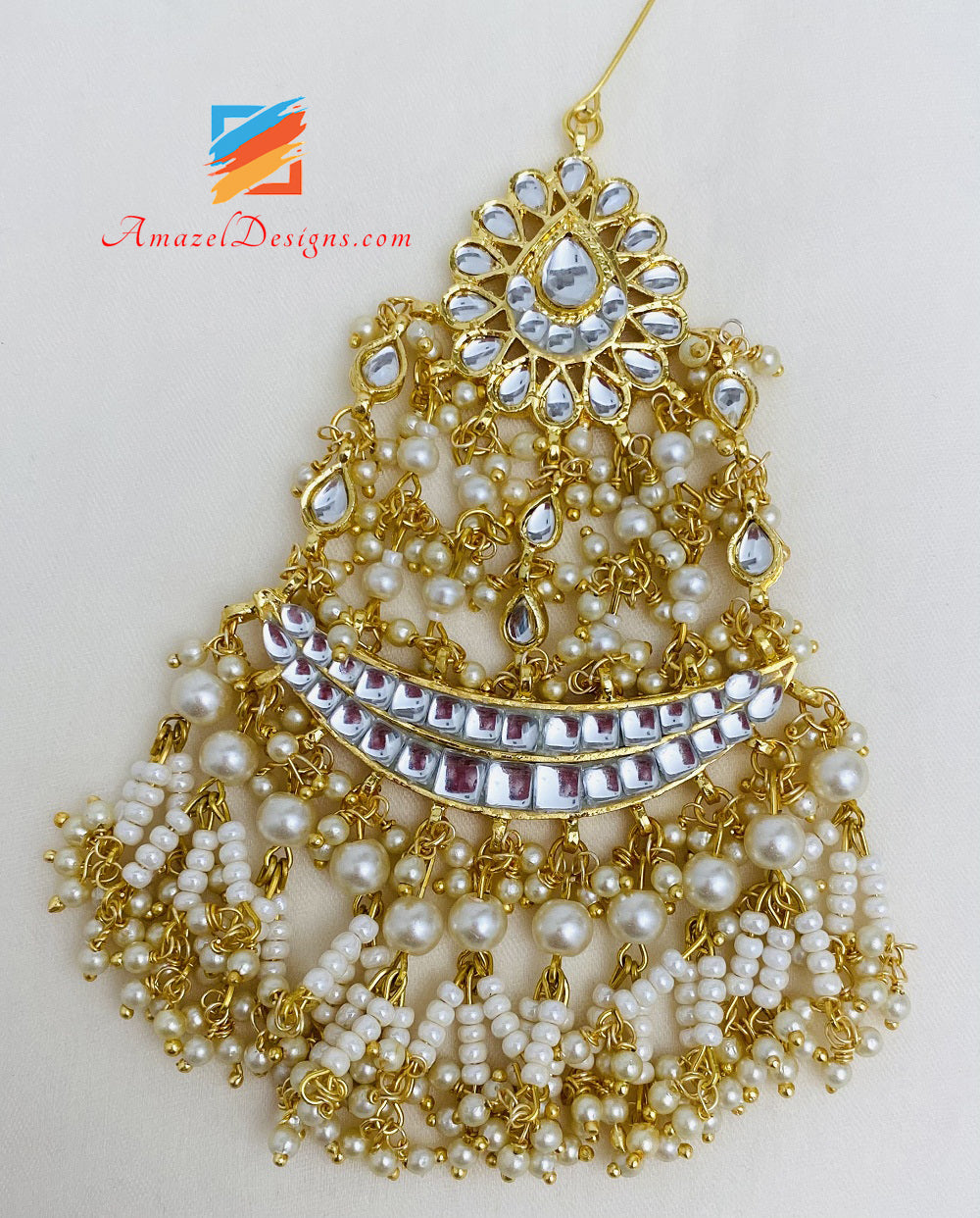Set passa di orecchini Kundan Chanbali leggeri dorati