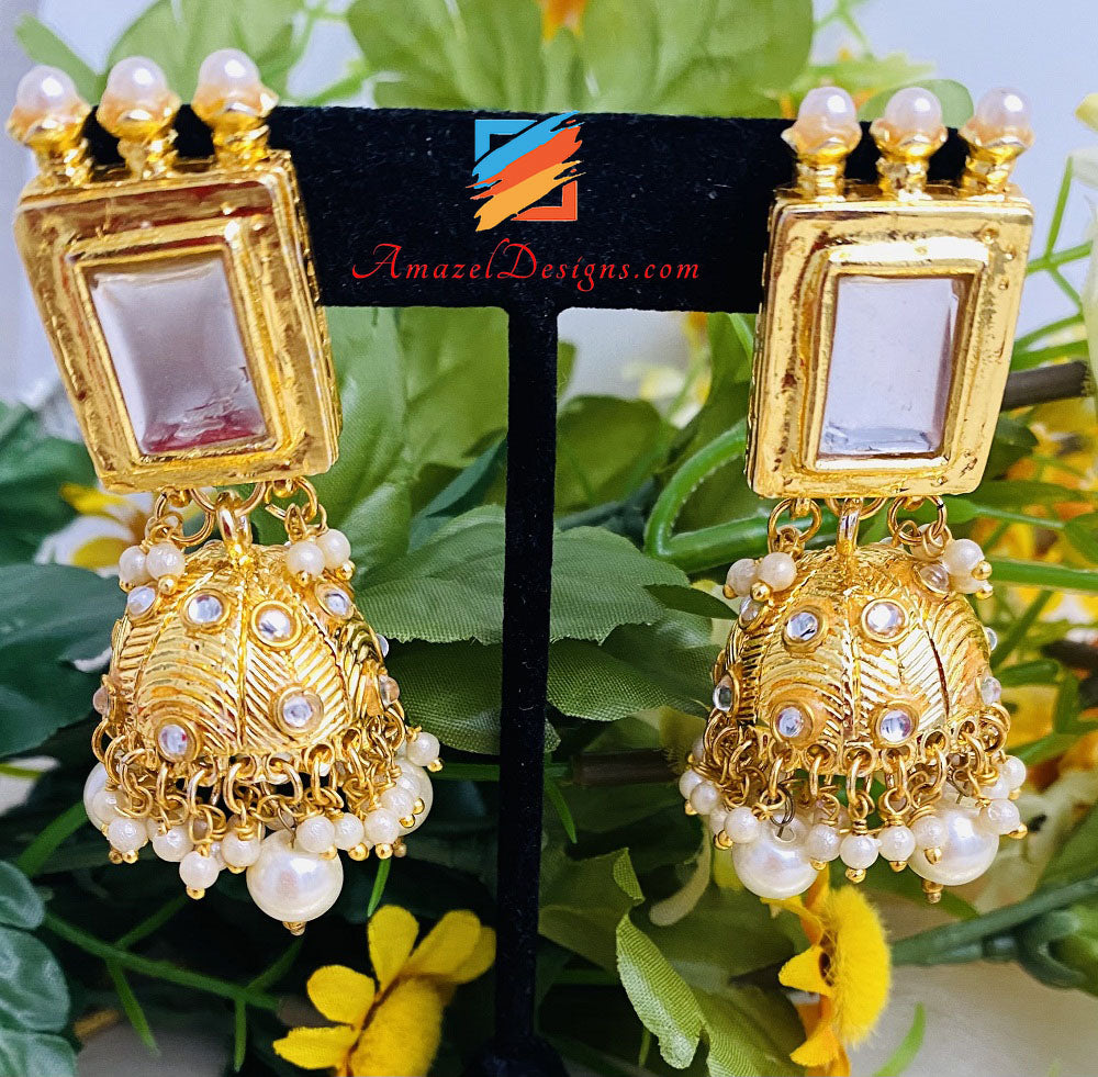 Goldenes Spiegel-Choker-Jhoomki-Tikka-Set