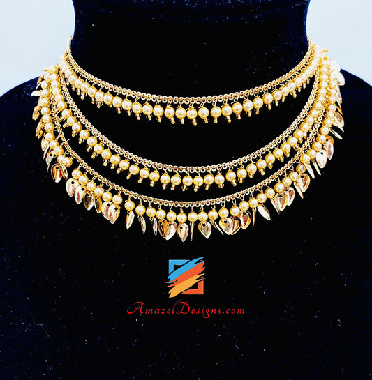 Golden Pippal Patti Layered Necklace
