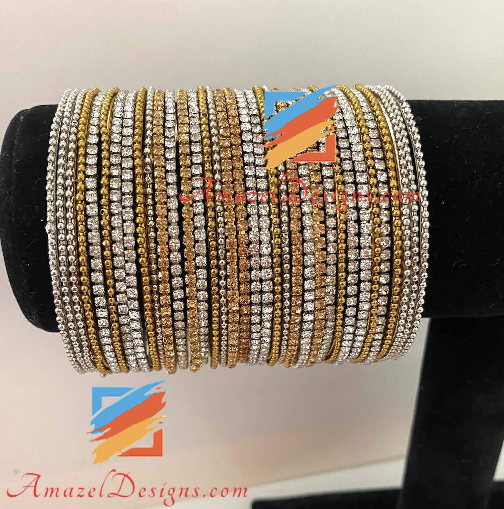 Set di braccialetti in argento dorato