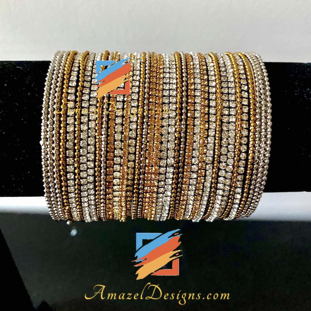 Set di braccialetti in argento dorato