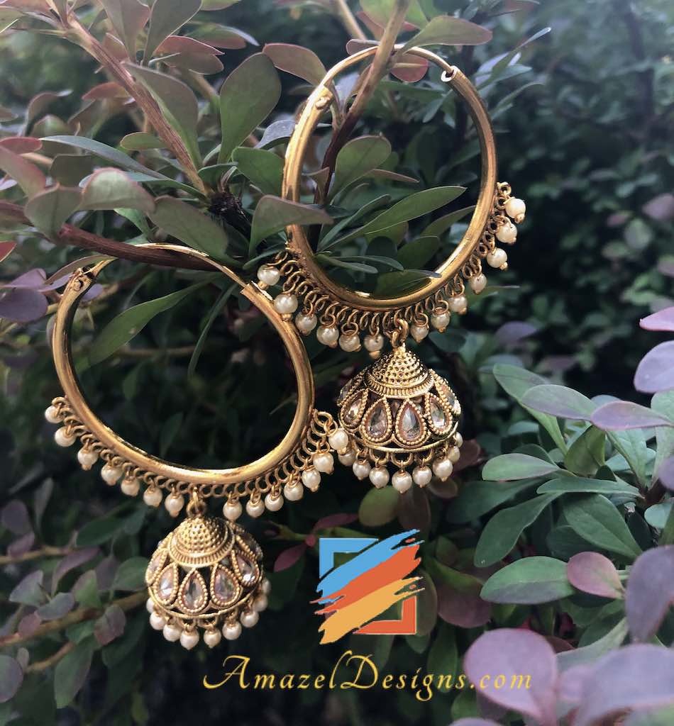 Polki Vaali d'oro di dimensioni normali con Jhumki
