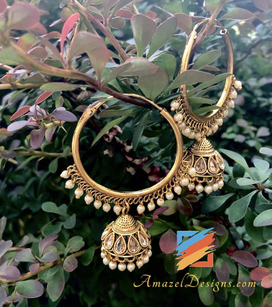 Polki Vaali d'oro di dimensioni normali con Jhumki
