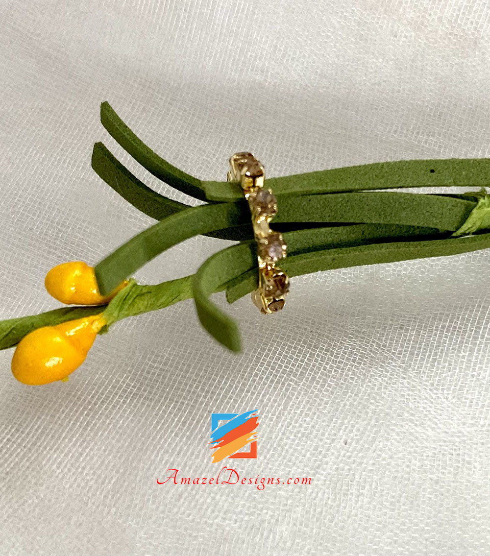 Golden With Champagne Stone Clip On Nose Ring