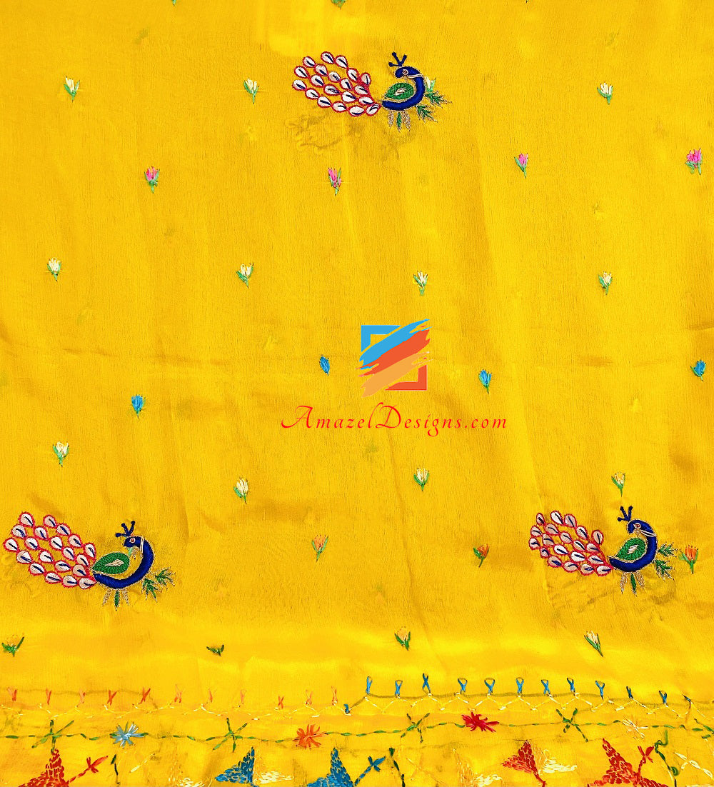 Gotta Patti Morni Yellow Phulkari Dupatta