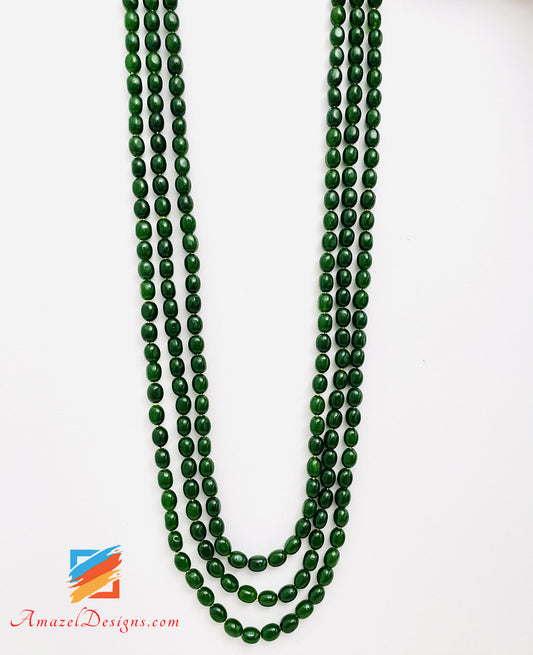 Green Emerald 3 Layers Beads Groom Mala