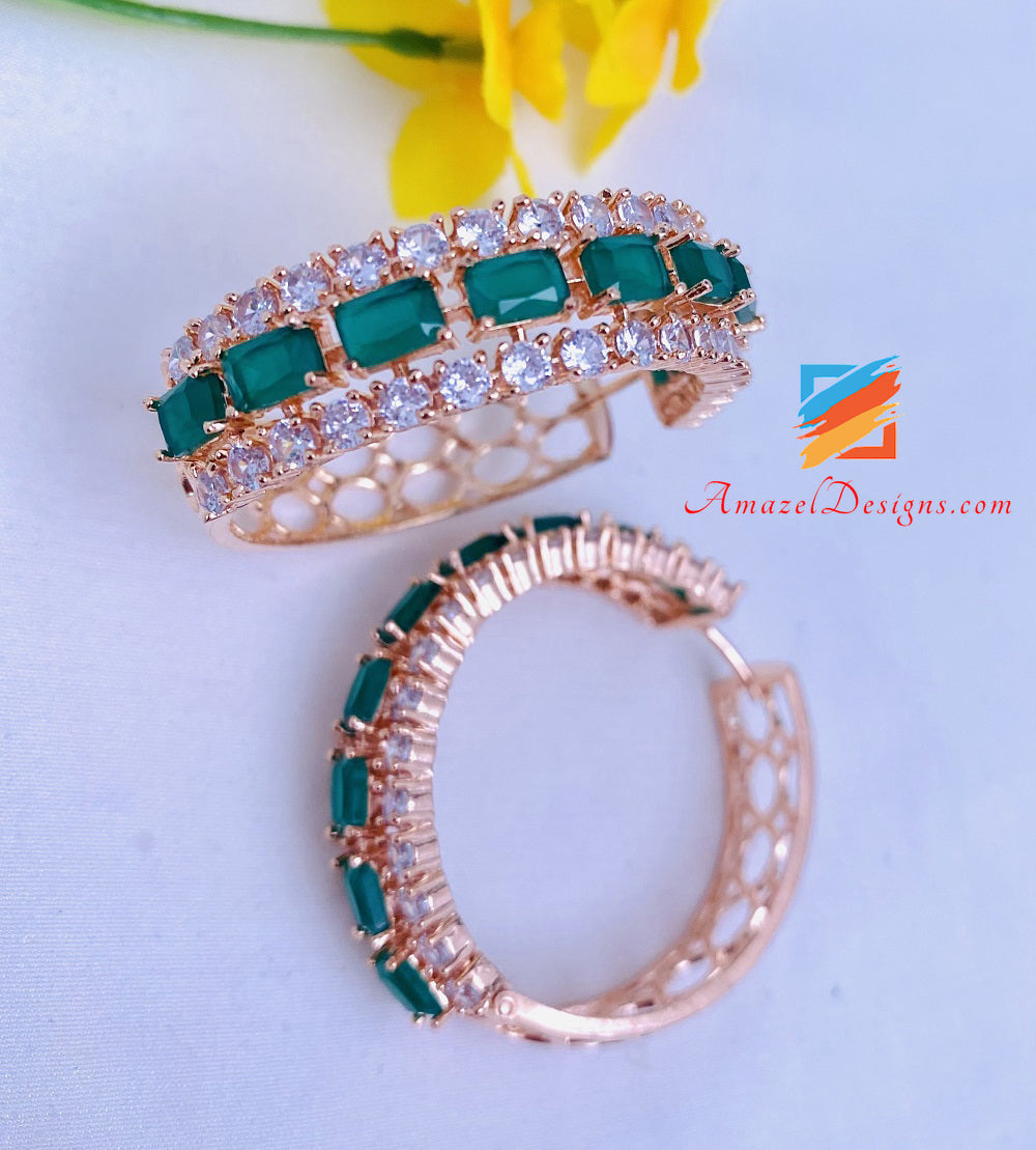 Green Emerald American Diamond AD Valiya