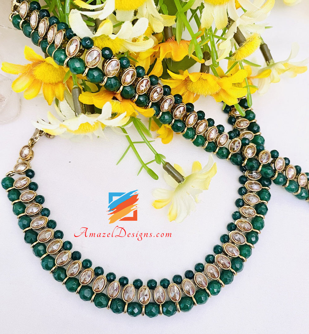 Green Emerald Polki Payal