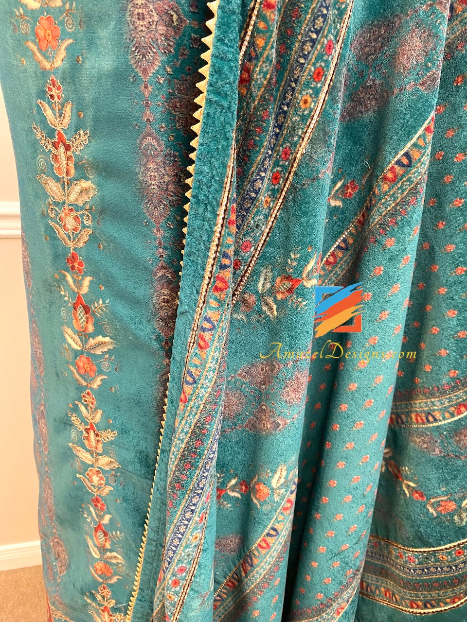 Green Fine Velvet Gotta Patti Tilla Work Suit