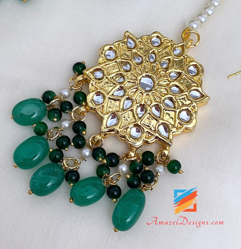Girocollo verde Sheesha Jhumki Tikka Set