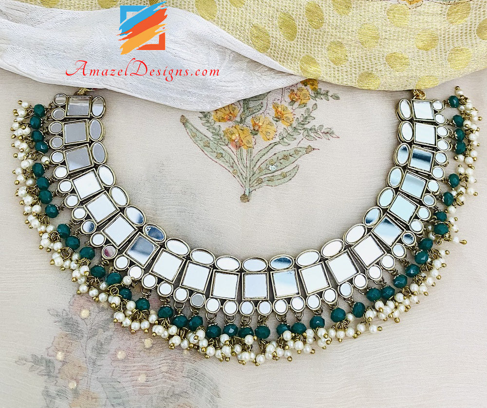 Orecchini collana narghilè verde Set Tikka