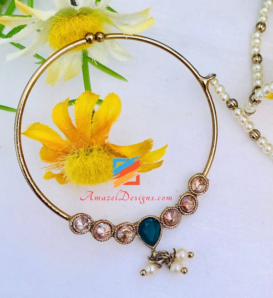 Collana da sposa Polki verde (smeraldo) Orecchini girocollo Set Tikka e Passa