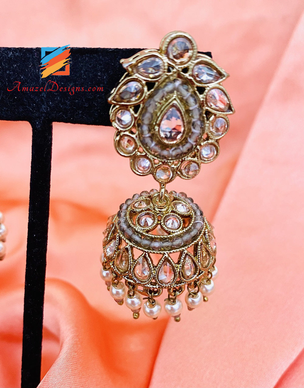 Grey Polki Small Jhumki