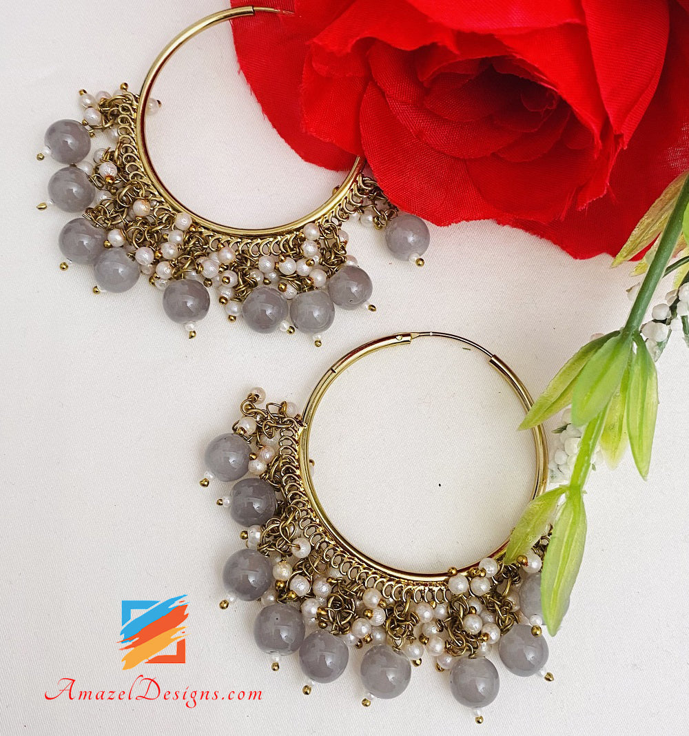 Grey And White Beads Waliyaan