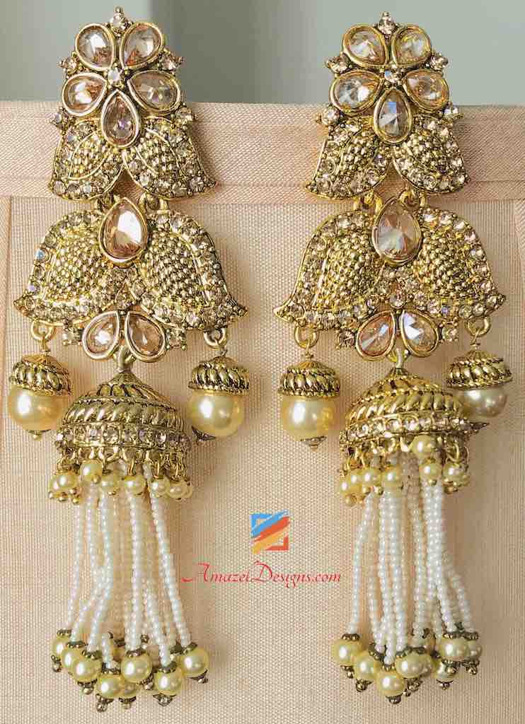 Hanging Beads Strings Pearls Earring
