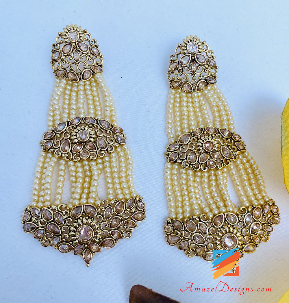High Quality Champagne Polki Beads Earrings
