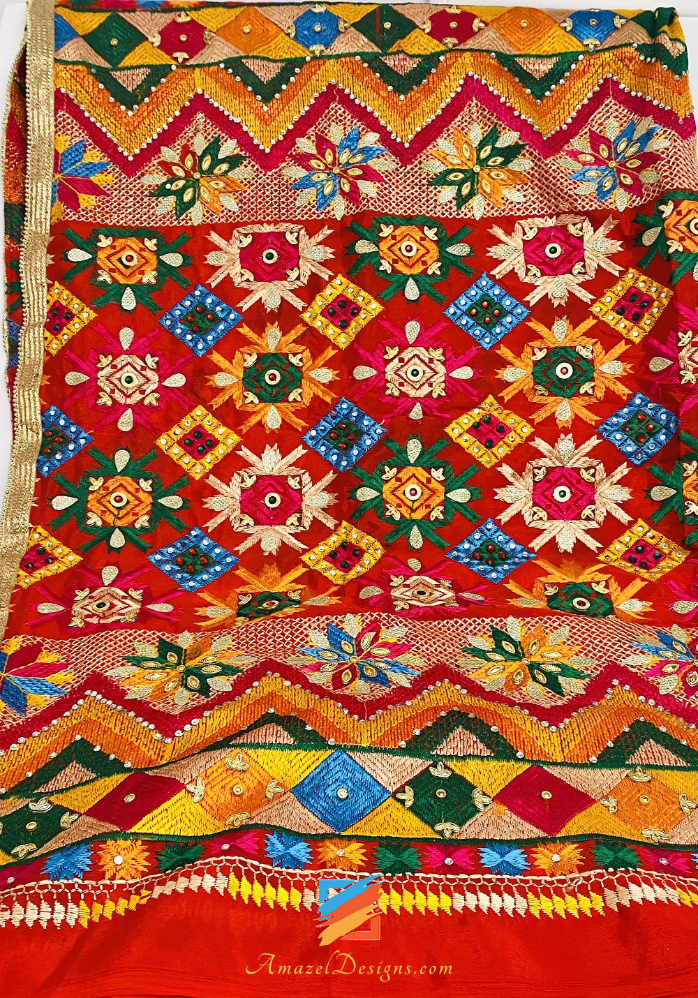 High Quality Fulkari Crystal And Kundan Work All Over
