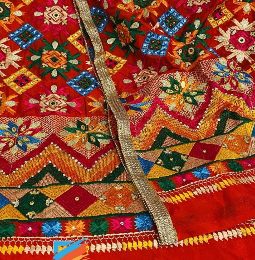 High Quality Fulkari Crystal And Kundan Work All Over