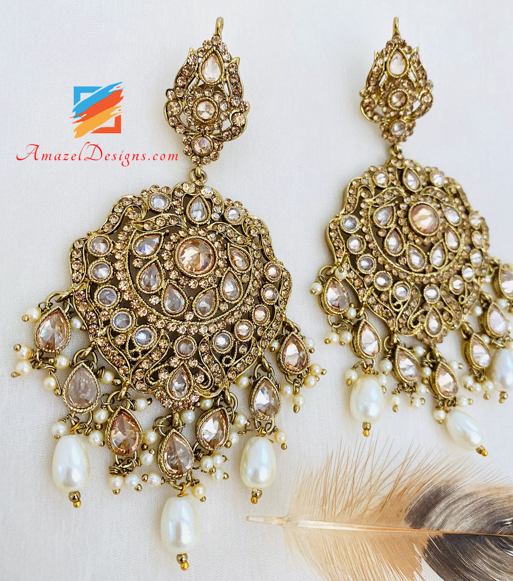 High Quality Polki Oversized Earring Tikka Set