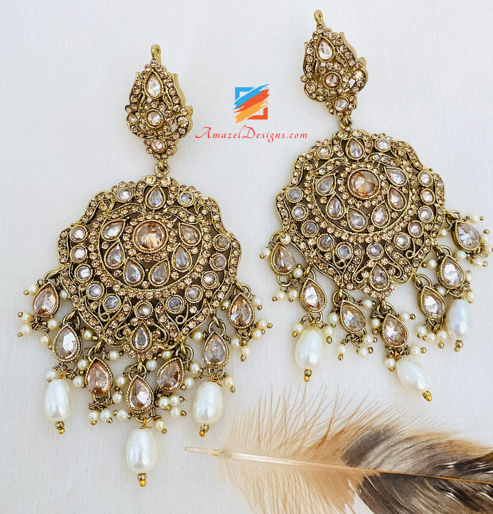 High Quality Polki Oversized Earring Tikka Set