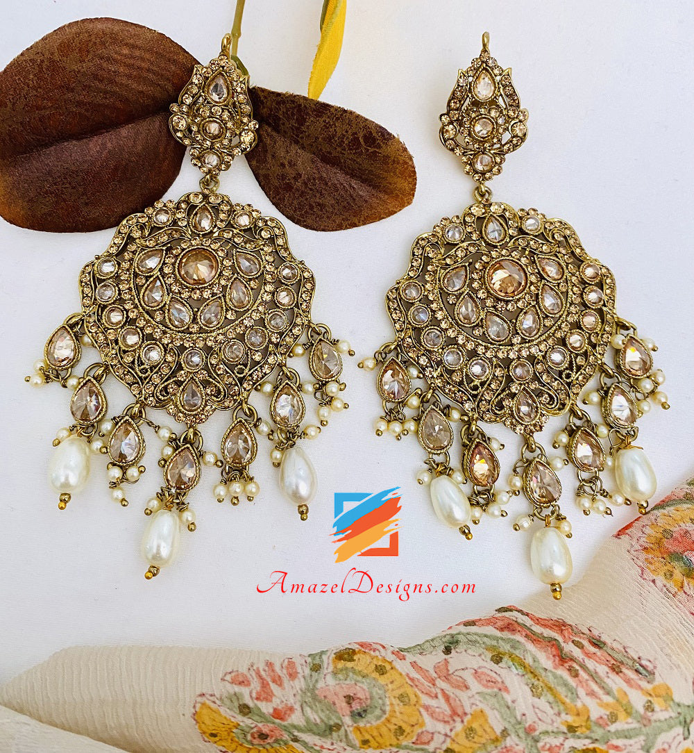High Quality Polki Oversized Earring Tikka Set