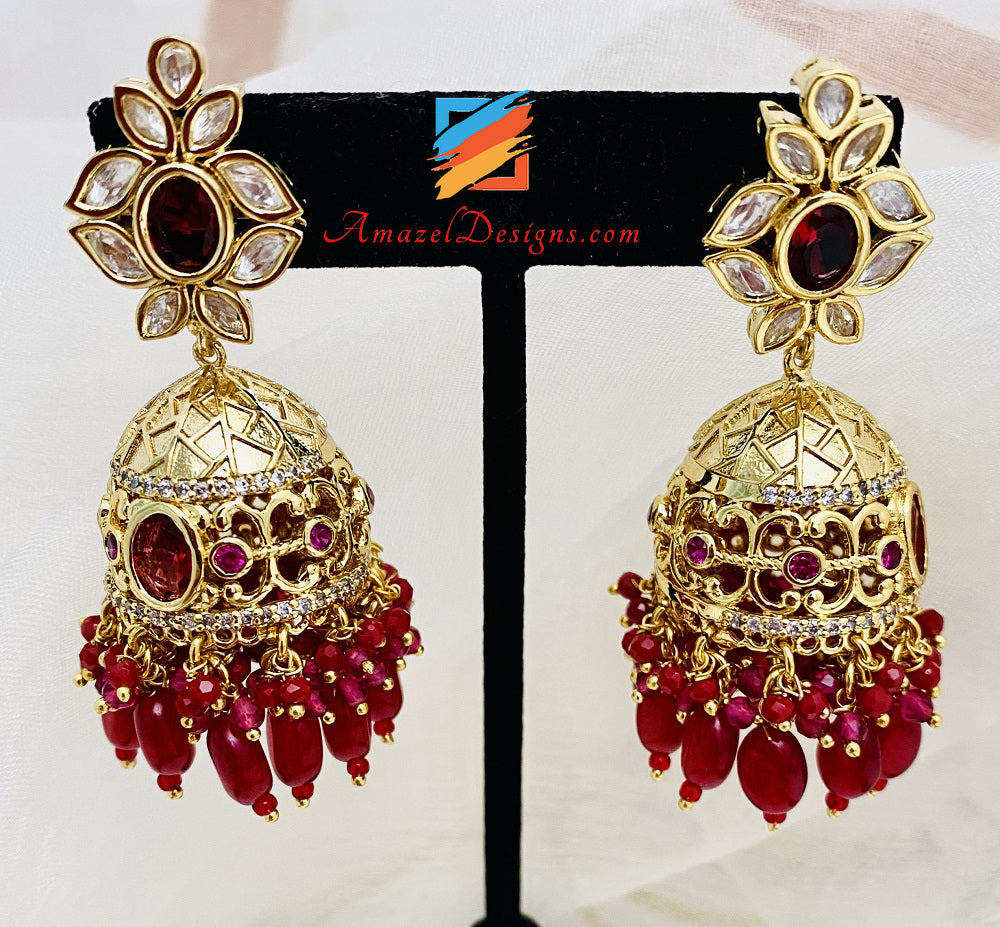 High Quality Statement Kundan Ruby Choker Jhumki Choker Necklace set