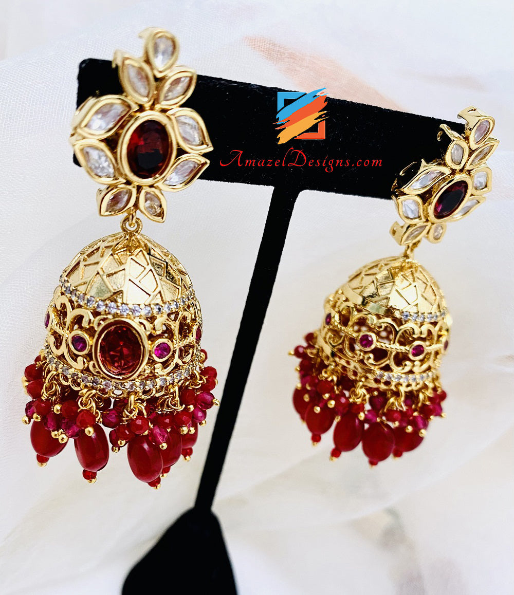 High Quality Statement Kundan Ruby Choker Jhumki Choker Necklace set