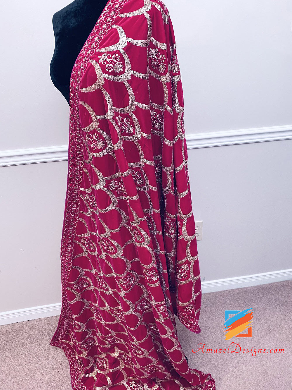 Hot Pink Magenta Tilla Sippi Sitara Jaal Velvet Shawl
