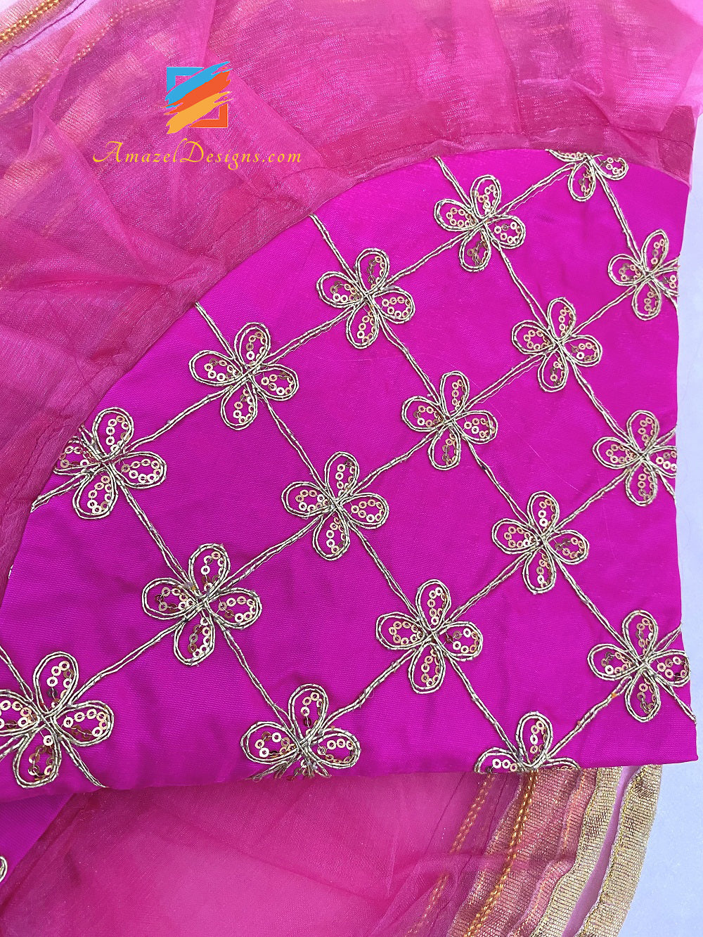 Hot Pink Magenta Tilla Sitara Shagan Rumal