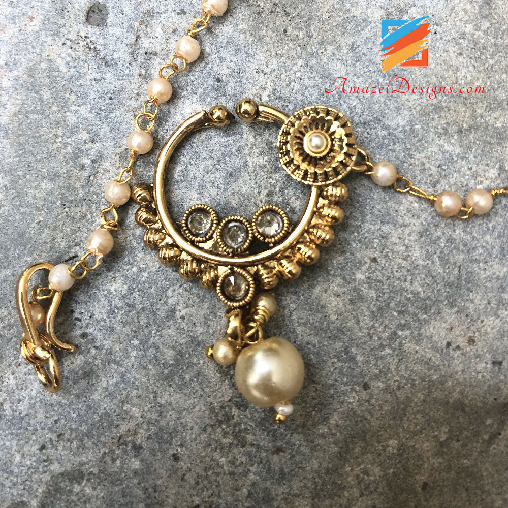 Piccole pietre bianche Nath pendenti perle