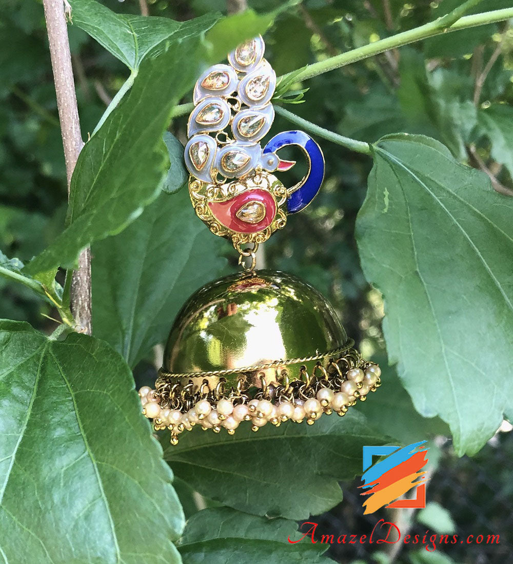 Superleichter Golden Polki Grey Morni Jhumka