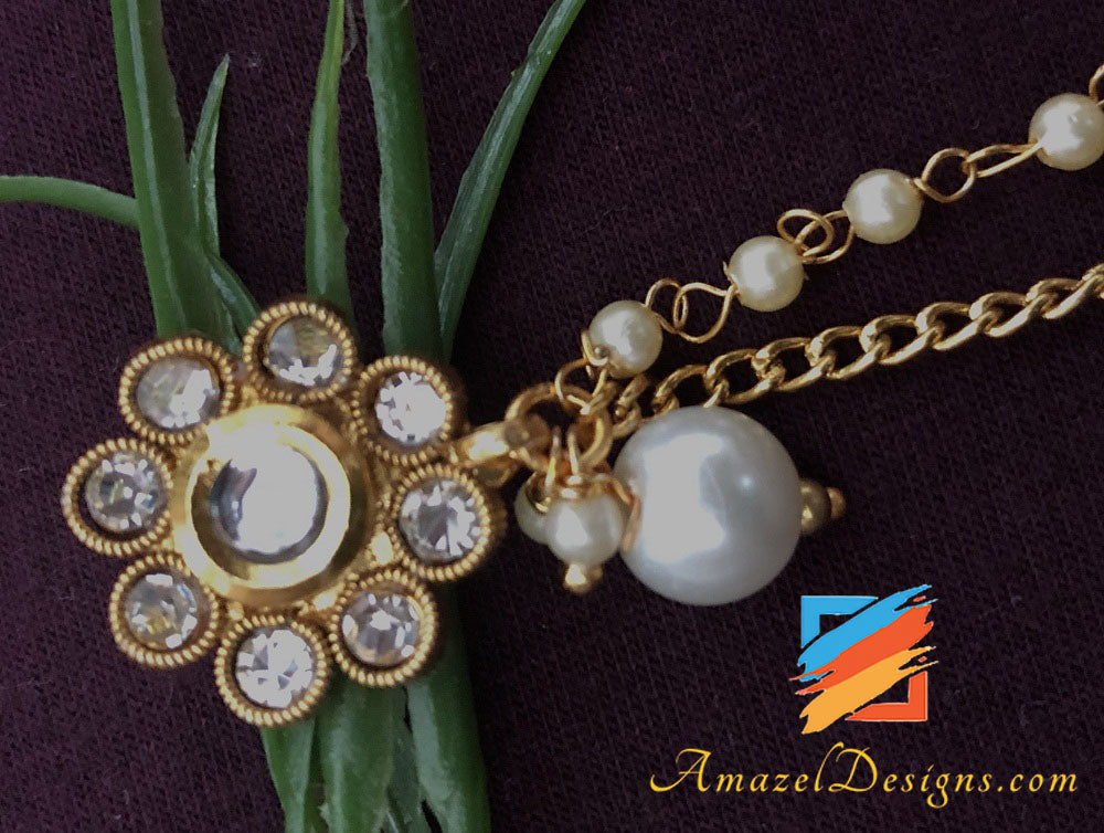 Spilla da naso con perla bianca e perline