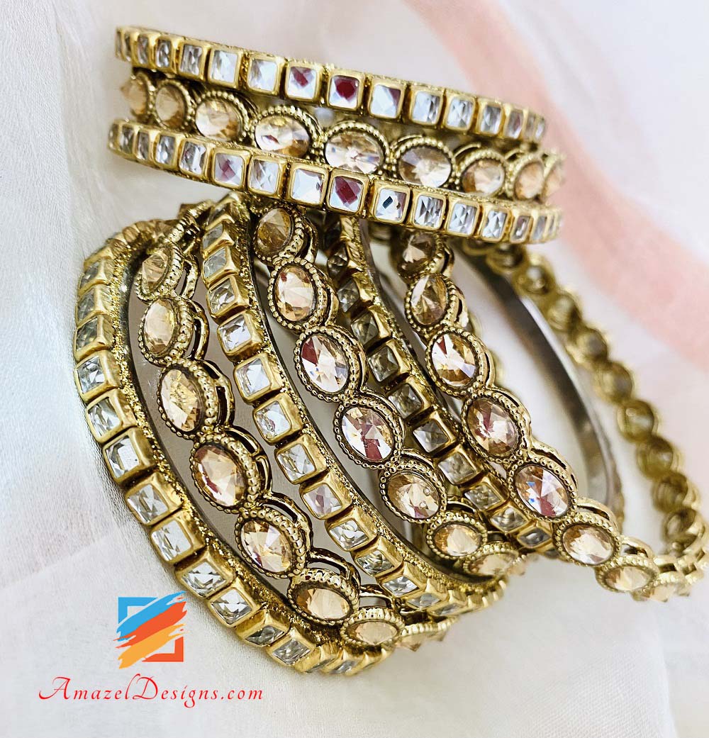 Kundan Bangles Set
