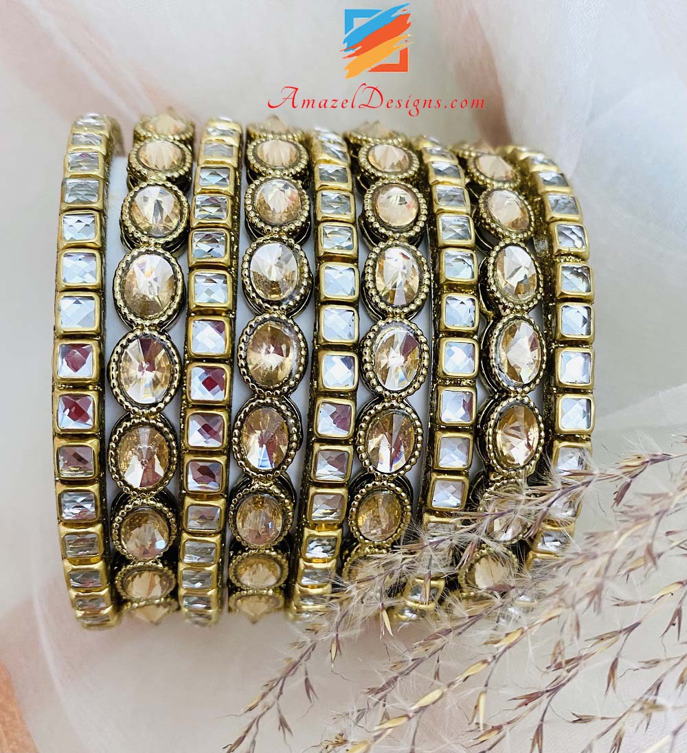 Kundan Bangles Set
