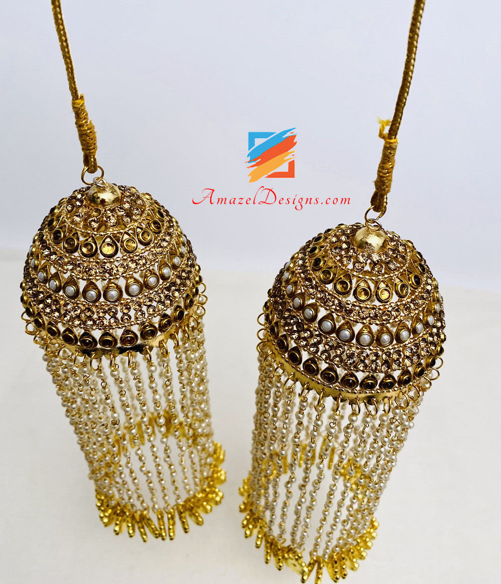 Kundan Kaleerey With Hanging Layers Of Beads