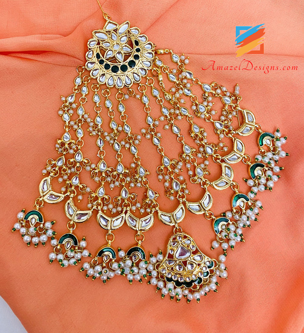 Kundan Oversize Passa Jhumer Tocco Di Verde