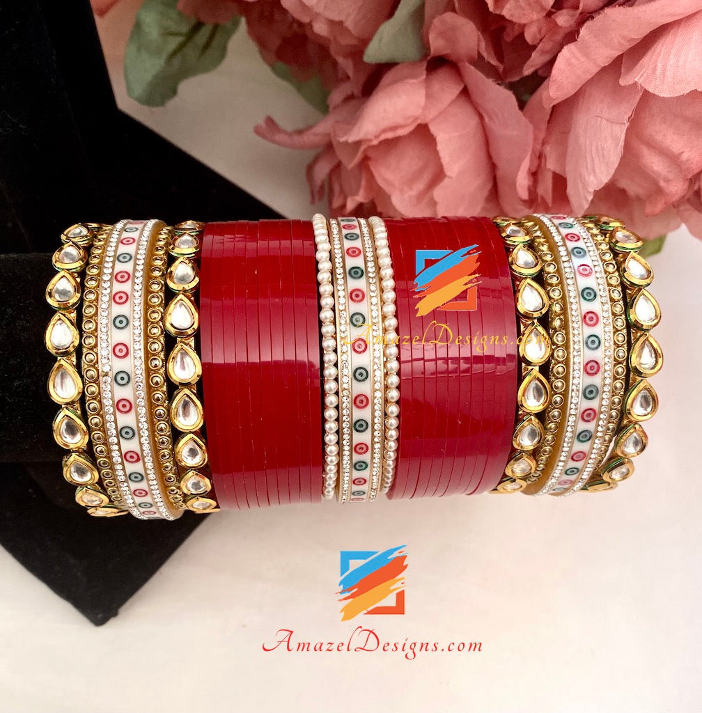 Kundan und Perlen Armreifen Churra