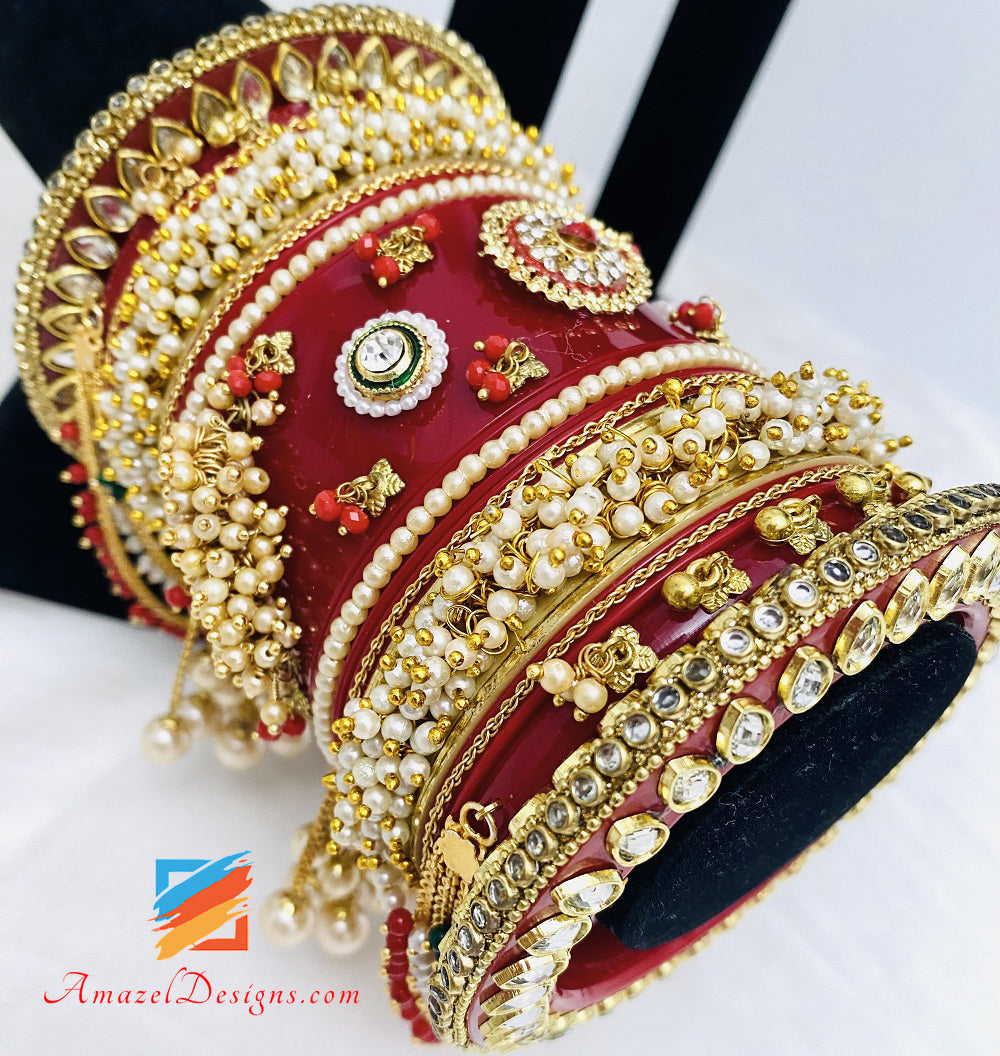 Latkan Kundan Armreifen Perlen Churra