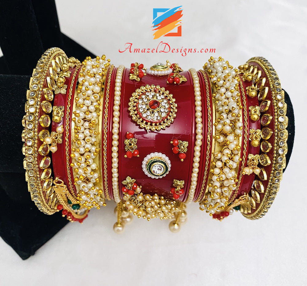 Latkan Kundan Armreifen Perlen Churra