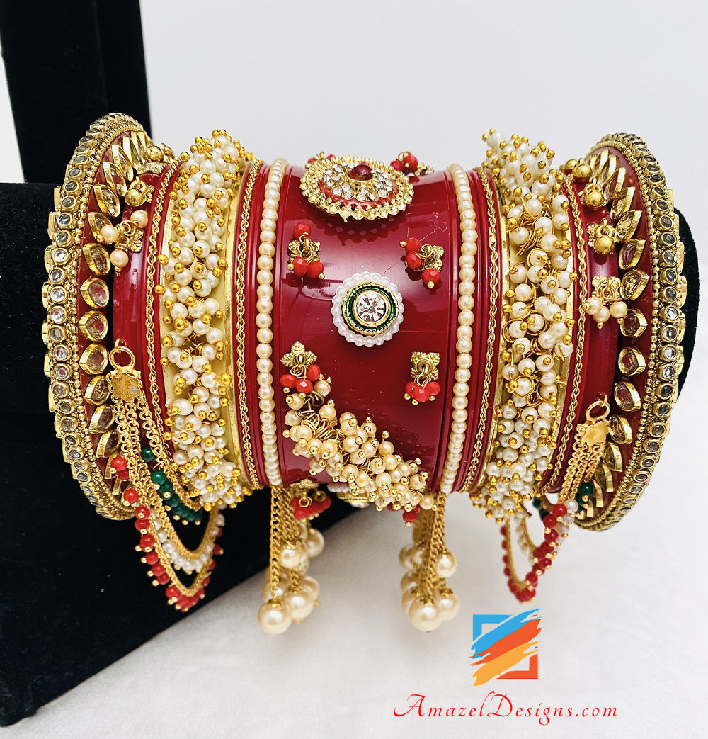 Latkan Kundan Armreifen Perlen Churra