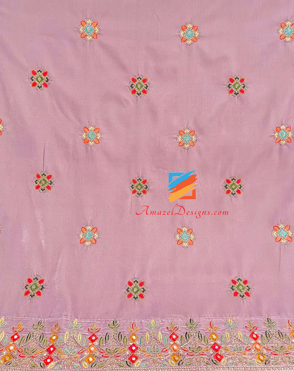 Light Purple Thread Tilla Mirror Velvet Shawl