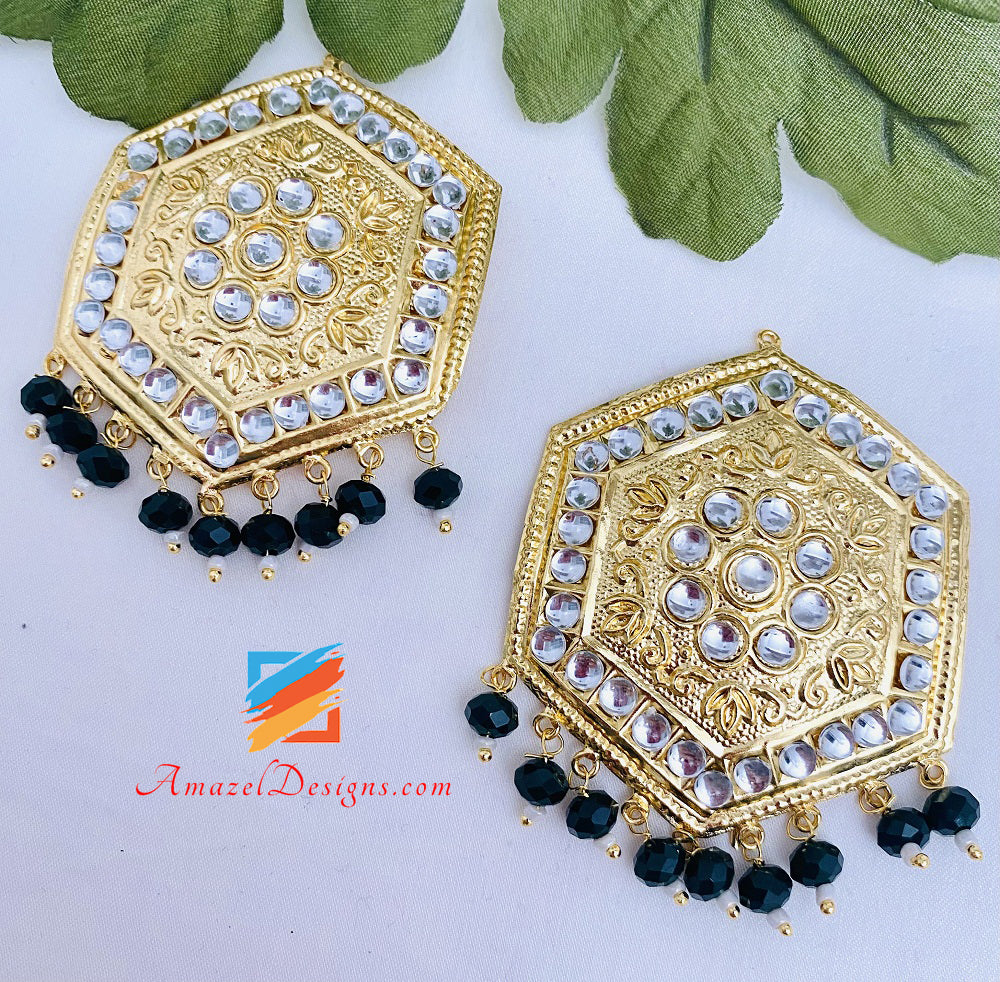 Lightweight Dark Green Kundan Choker Necklace Studs Earrings Tikka Set