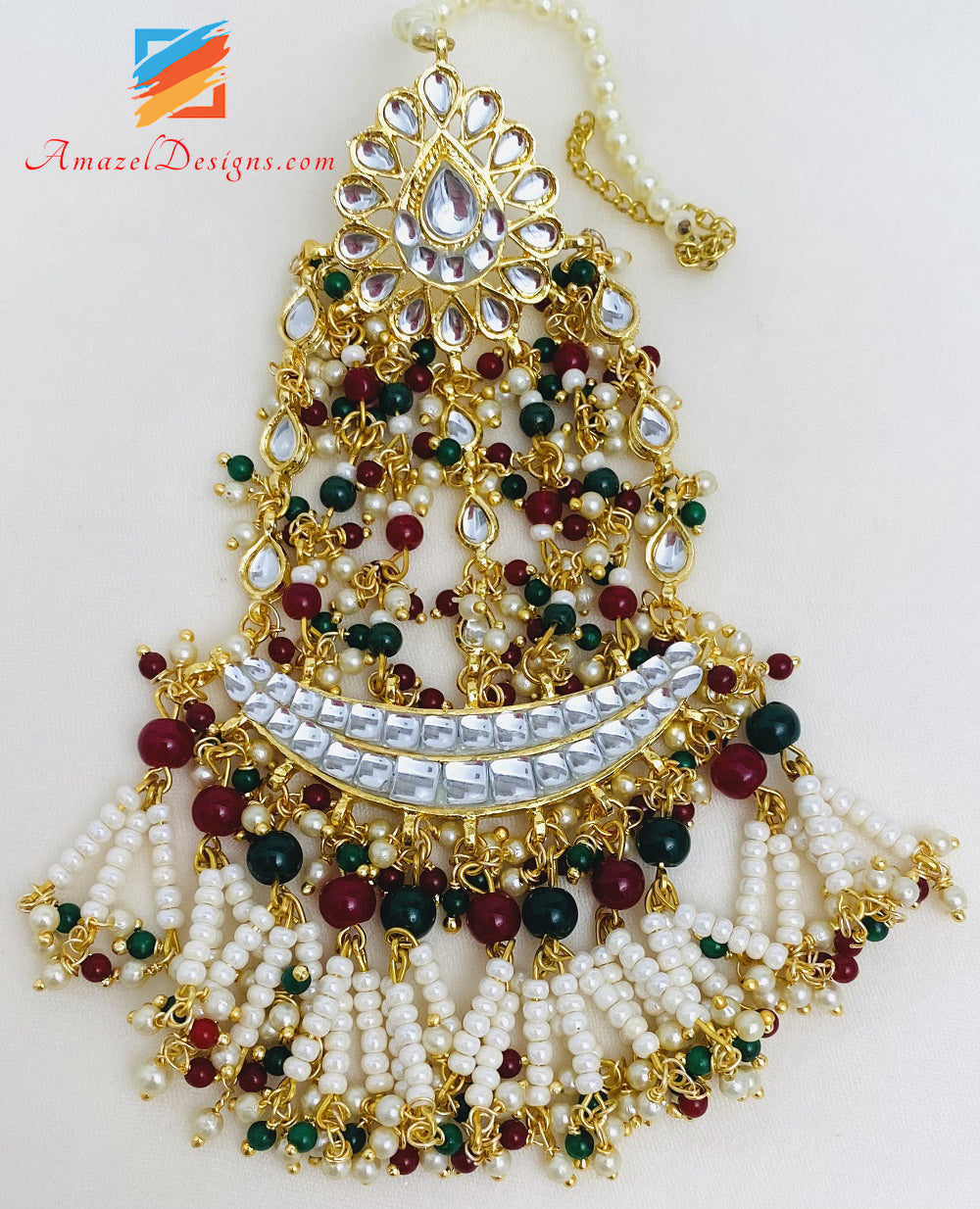 Lightweight Multicoloured Chanbali Kundan Earrings Passa Set