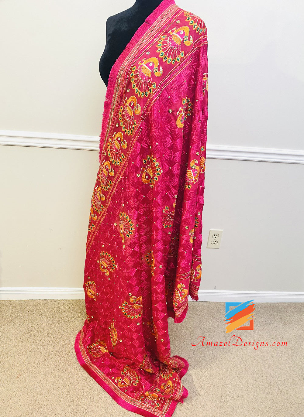 Magenta (Pink) Morni Fulkari Resham Kinari