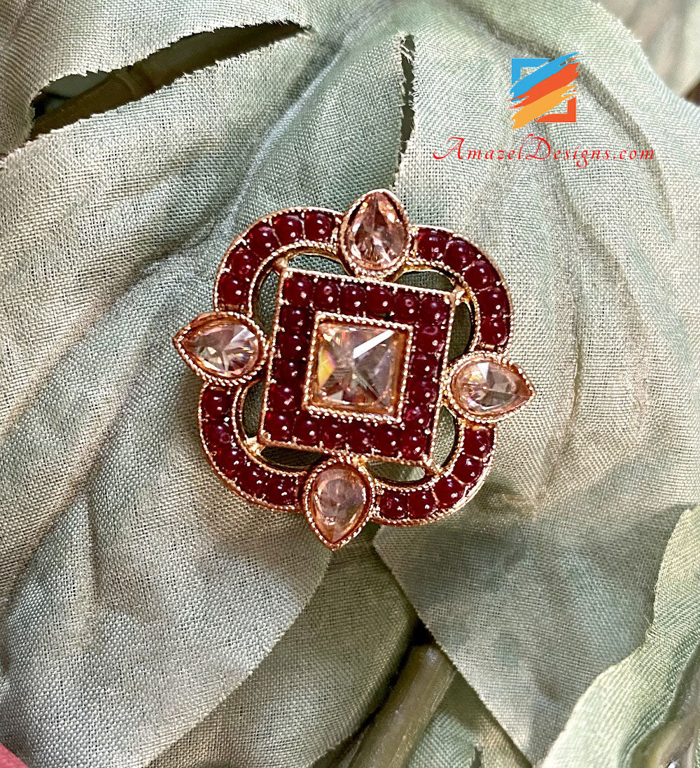 Maroon Adjustable Ring